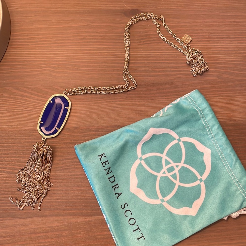 Kendra Scott Rayne necklace in cobalt/ gold